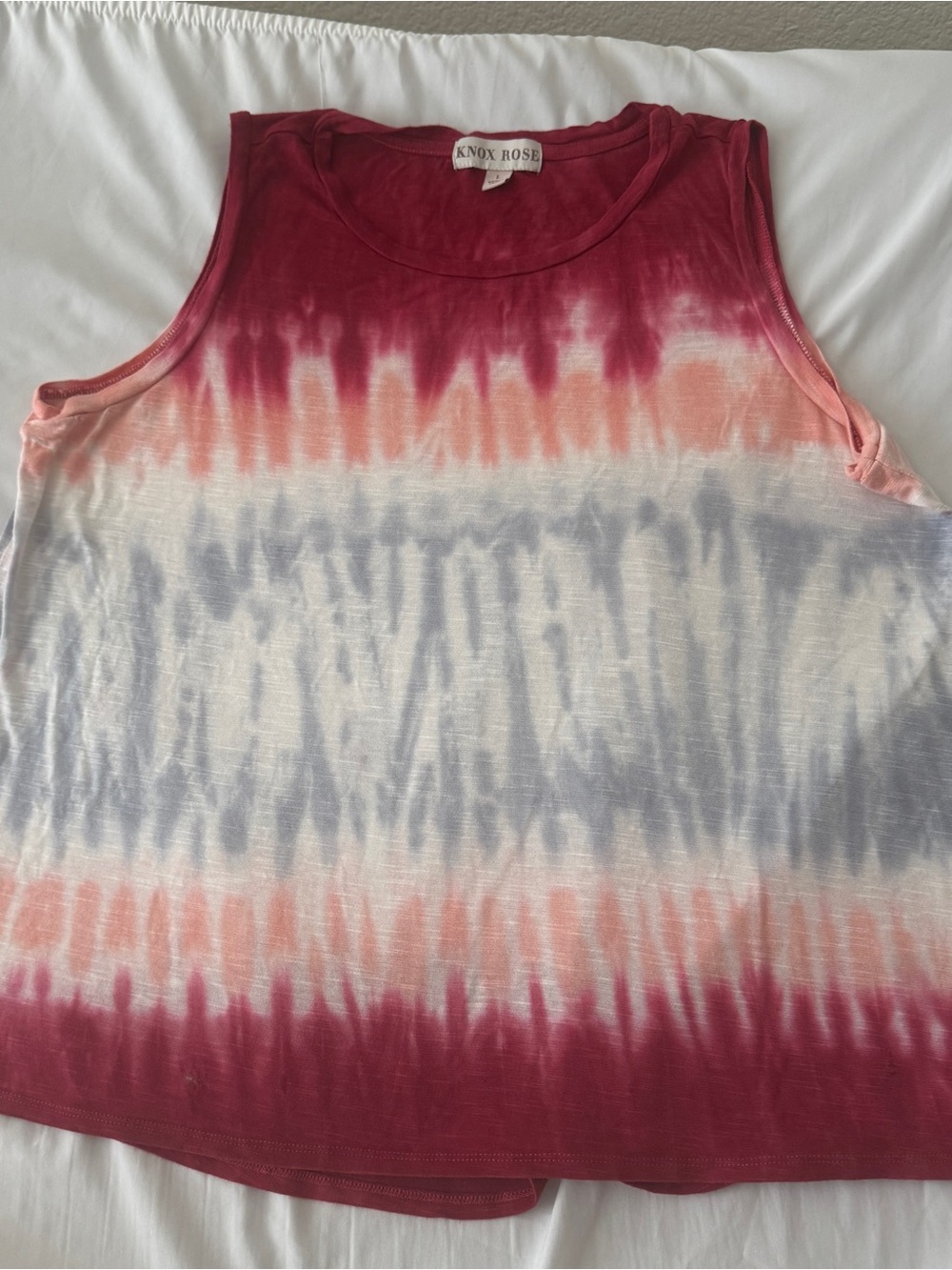 Knox Rose Ombre Red, Pink & Gray Tie-Dye Scoop Tank Size Large